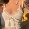 Rapcopter Y2K Lace Trim Crop Top Aesthetic White Bow Cute Sweet Mini Vest Knitted Basic Casual Tee Women Summer Backless Beach 1 19008