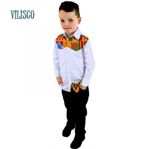 Boy's Heart Pattern Tops Bazin Riche African Wax Print Patchwork Cotton Shirt Pant Set for Boys Children Kids Clothing WYT151 1