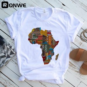 Africa Map Graphic Women T-shirts 2021 Summer Harajuku Female Tops Tee Girl White Printed Clothes Streetwear,Drop Ship 1